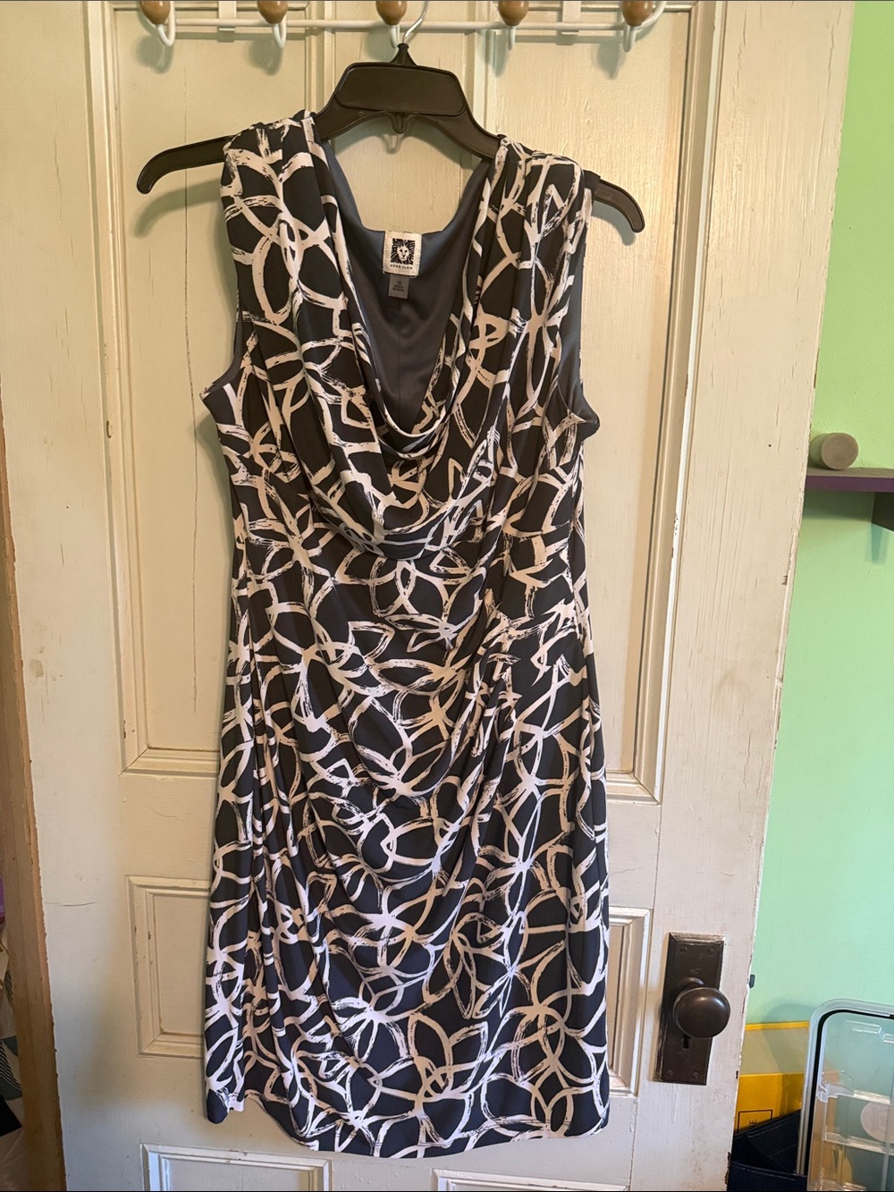 Anne Klein gray and White Cowl Neck Midi Dress